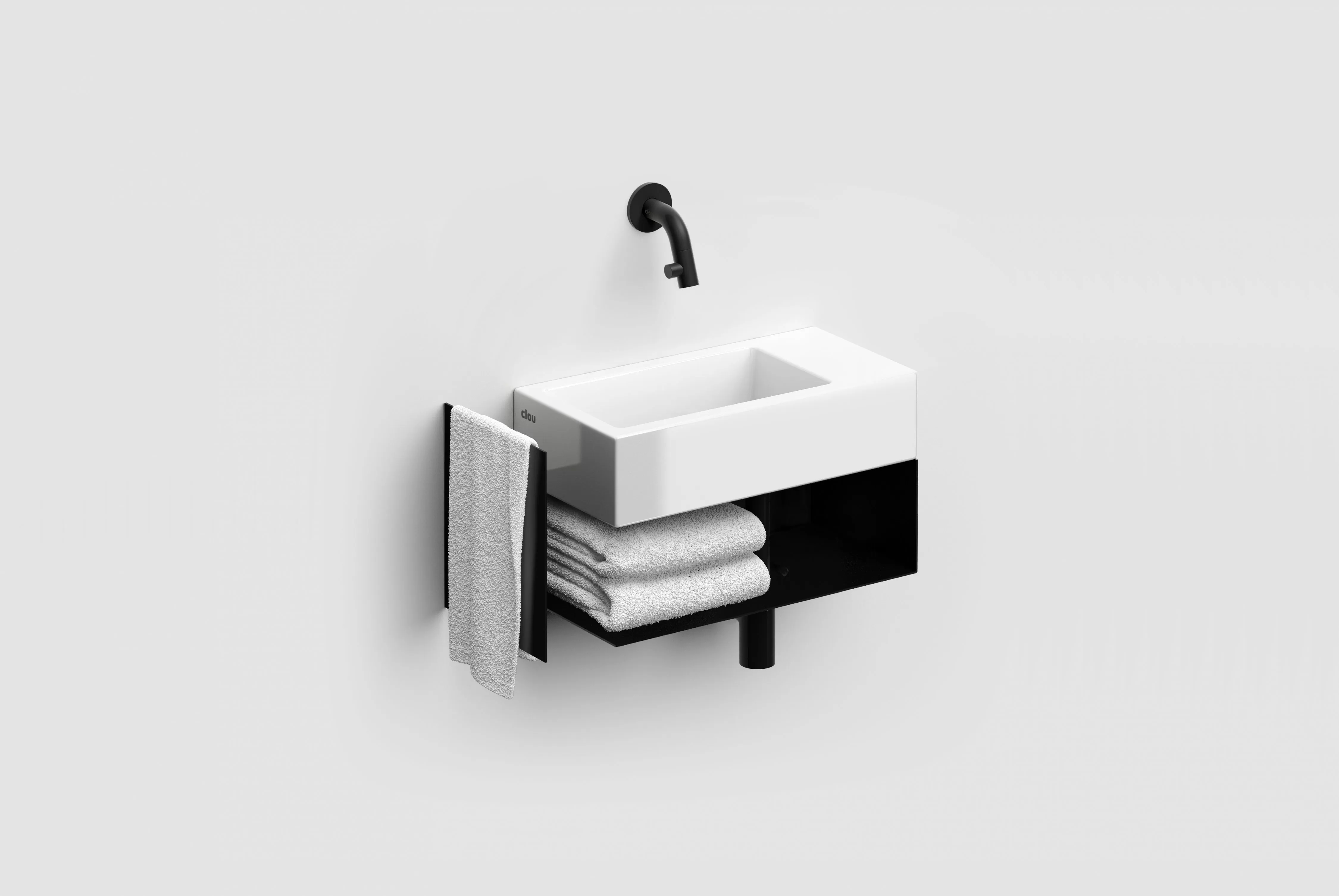 Clou Flush konsola 44x18x20,5 cm podumywalkowa wisząca prawa czarna CL/07.36.030.21