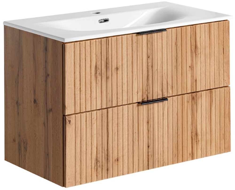 Zestaw Comad Adel Oak umywalka z szafką 80 cm dąb/biały SET -ADO SKY 80 CM - Wysyłka w 24h