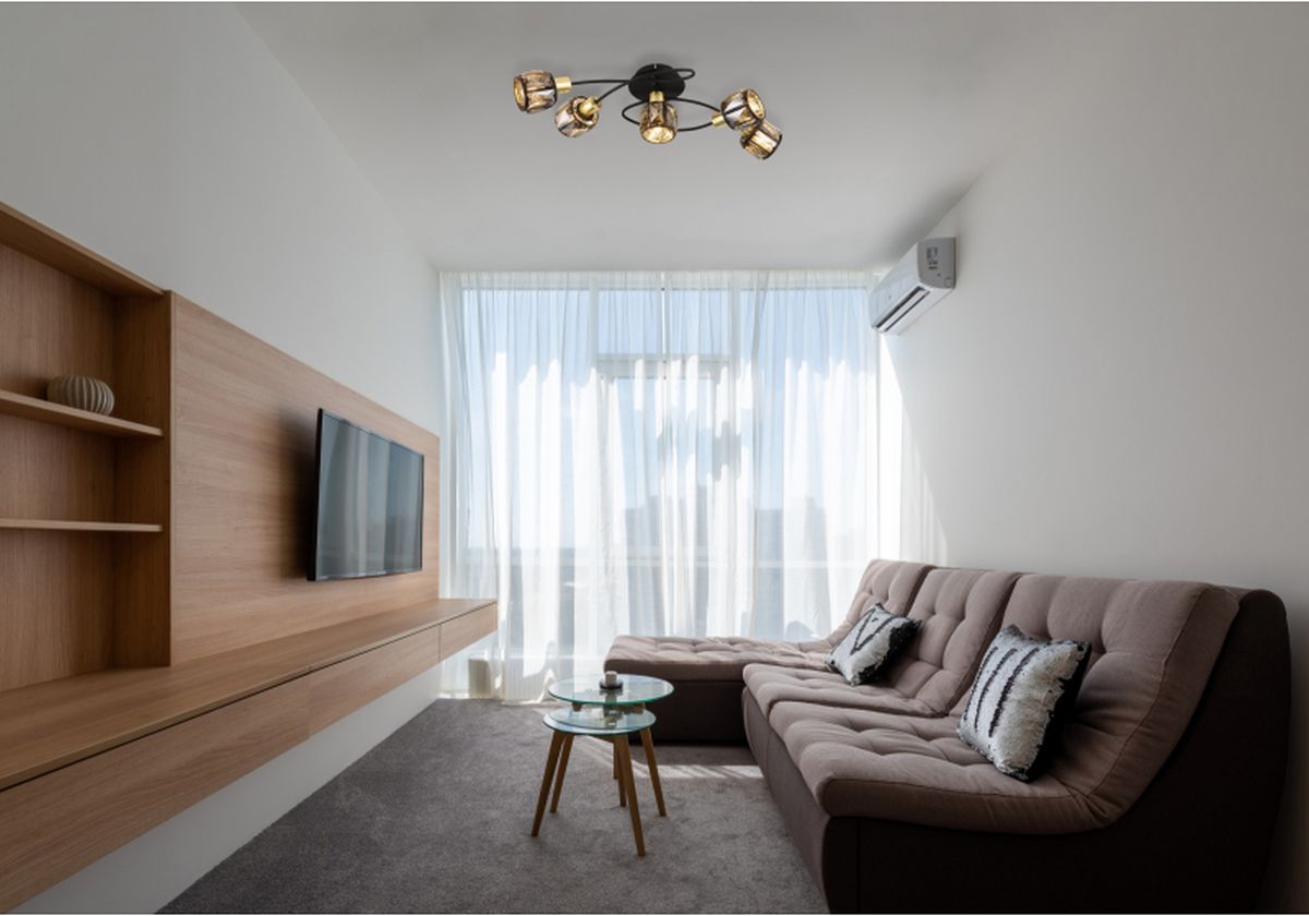 Globo Lighting Indiana lampa podsufitowa 5x40W czarny mat/złoty/przydymiony 54357-5B