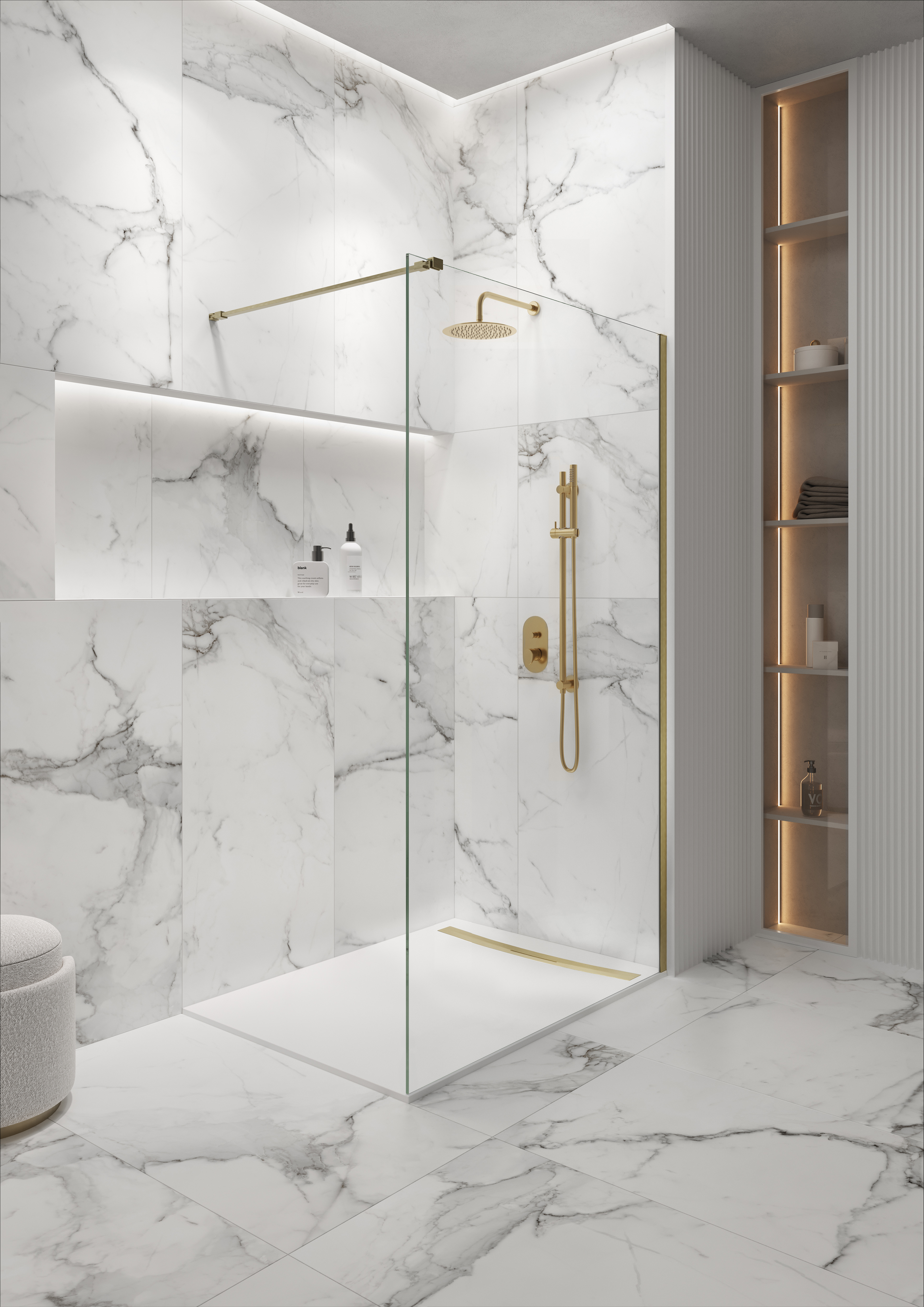 Meissen Keramik Kontra brodzik kwadratowy z maskownicą 90x90 cm biały S207-001