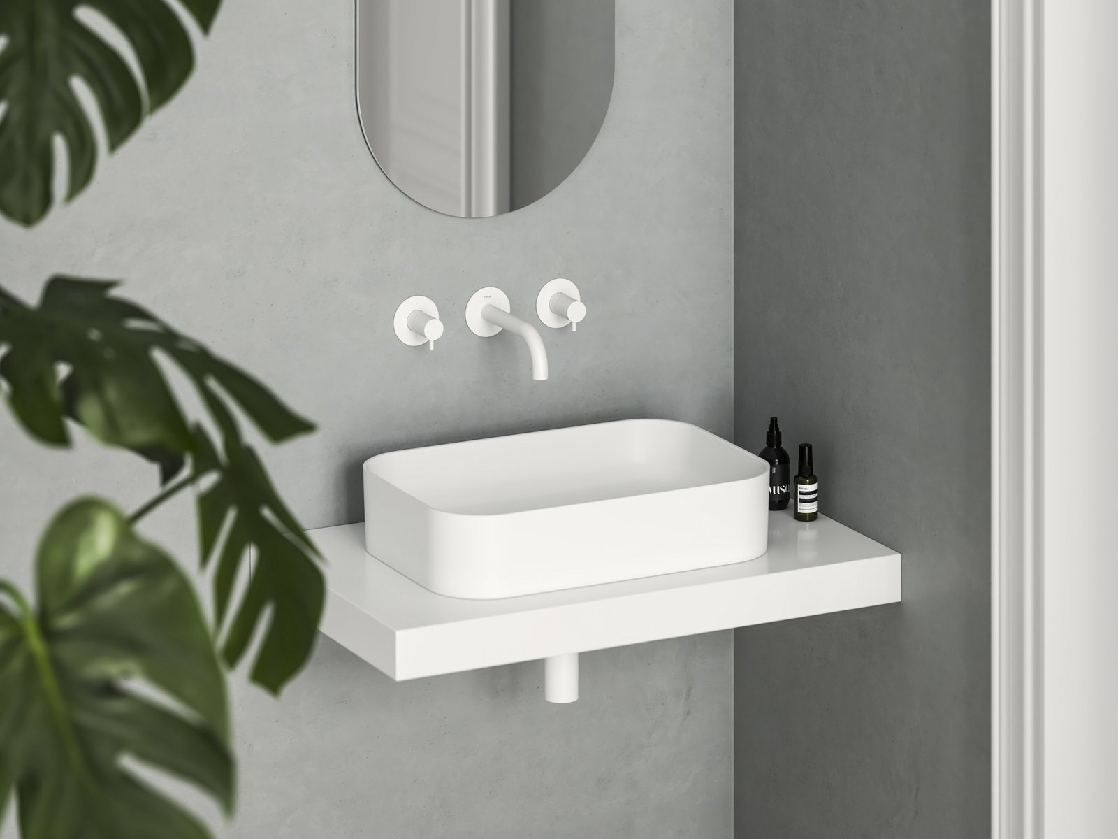 Ravak Ceramic R Slim umywalka 55x37 cm nablatowa prostokątna biały mat XJX0E155004