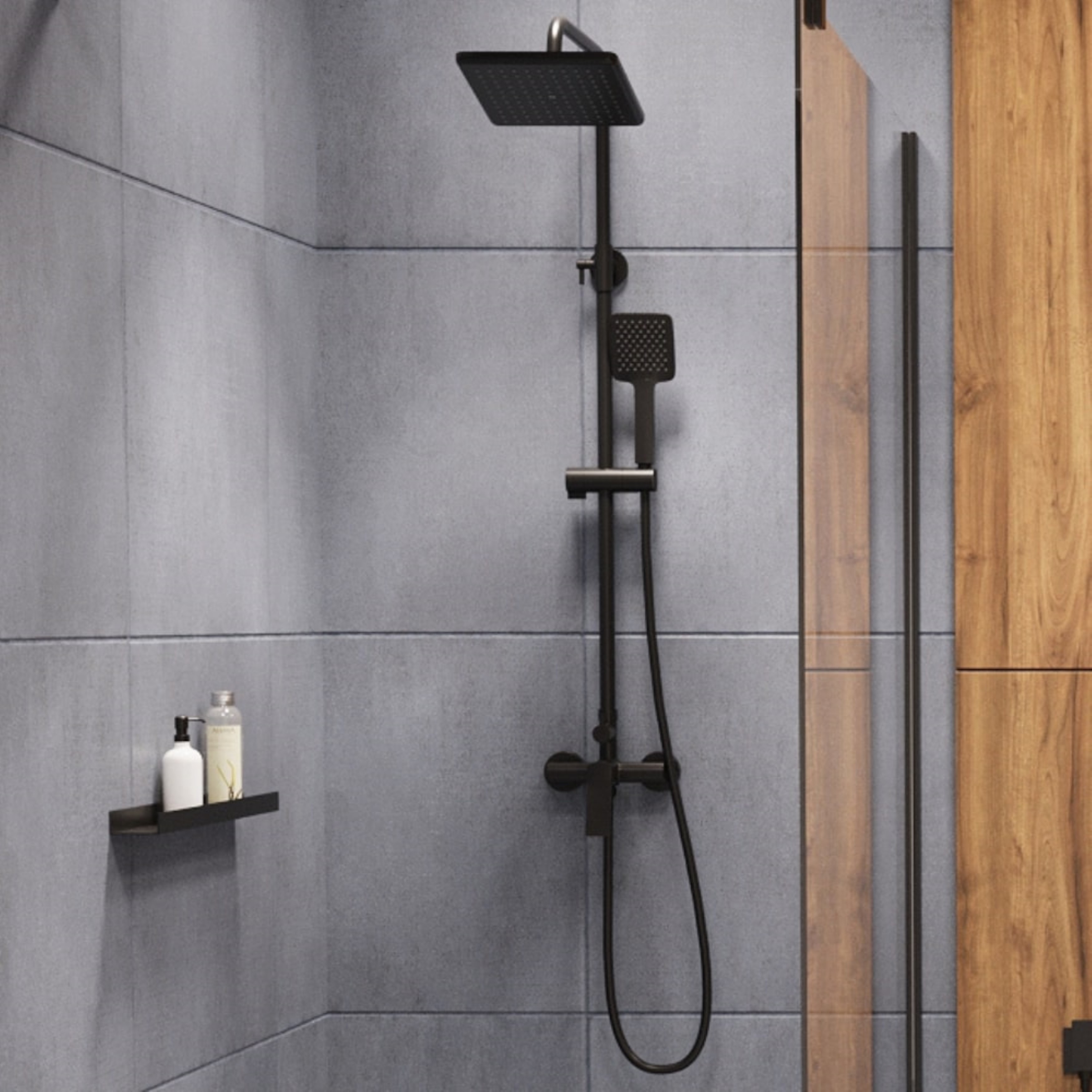 Invena Neri zestaw prysznicowy ścienny z deszczownicą czarny AU09B04 - Wysyłka w 24h