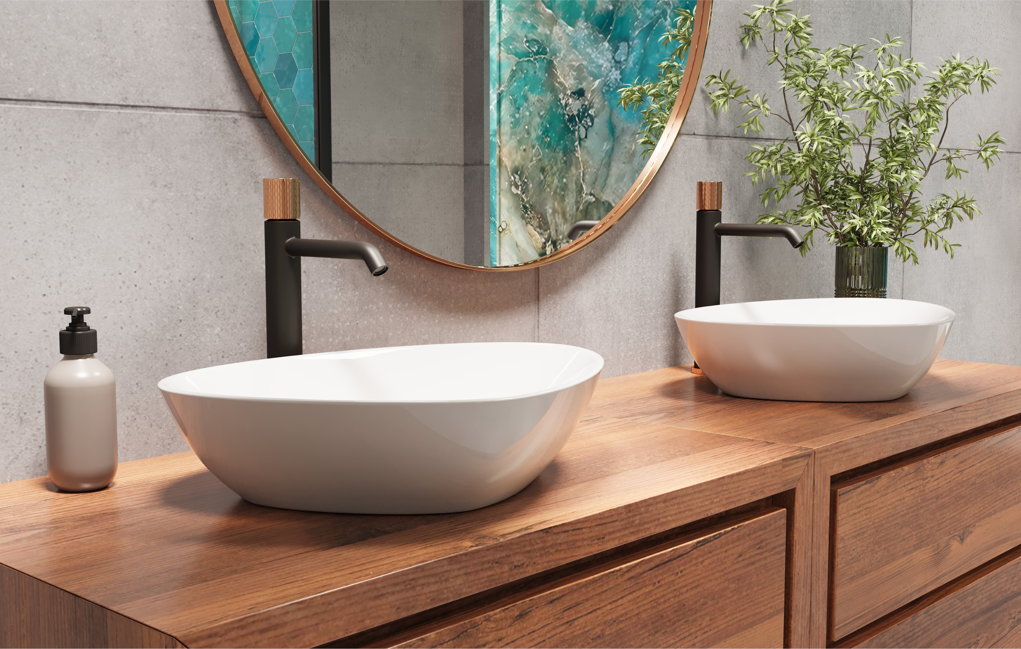 Invena Moonlight bateria umywalkowa stojąca wysoka czarny/złoty BU77W14