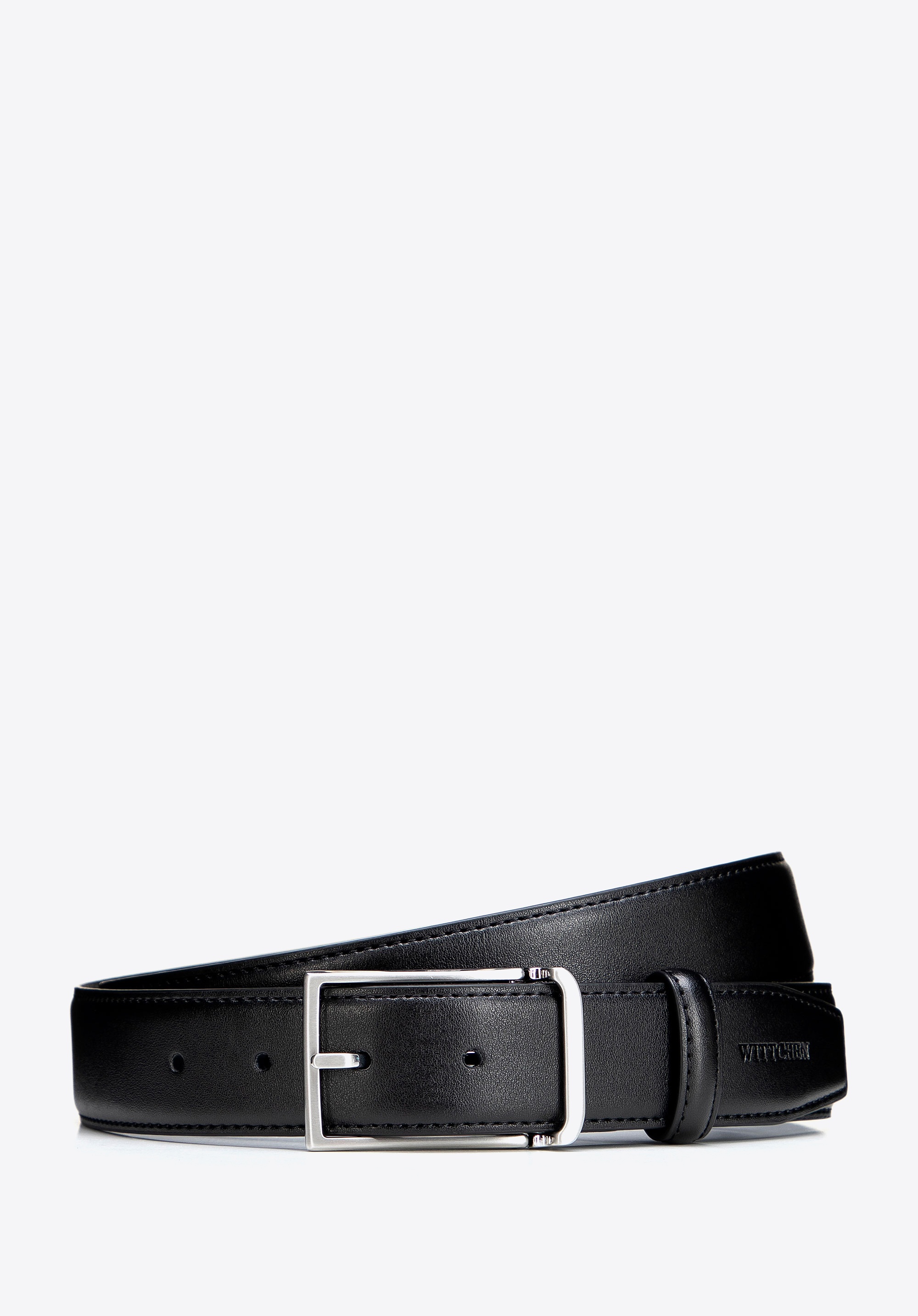 Elegancki męski pasek skórzany czarny