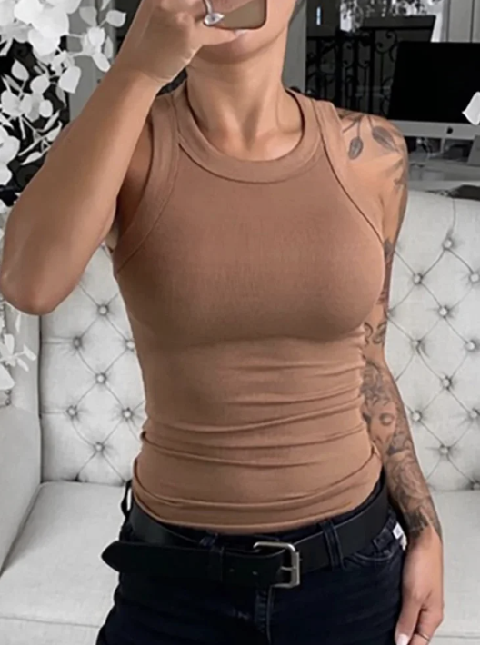 Top damski prążkowany pod szyję 019