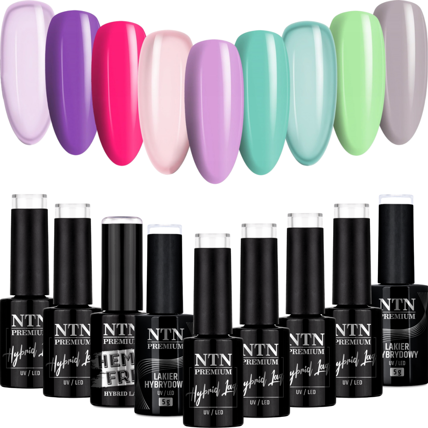 9x Lakier hybrydowy NTN 5g Garden Party ZESTAW Wiosenny Pastelowy 9w1