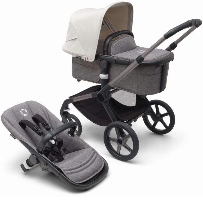 Bugaboo Fox 5 - wózek głęboko-spacerowy-Graphite-Misty White-Grey Melange
