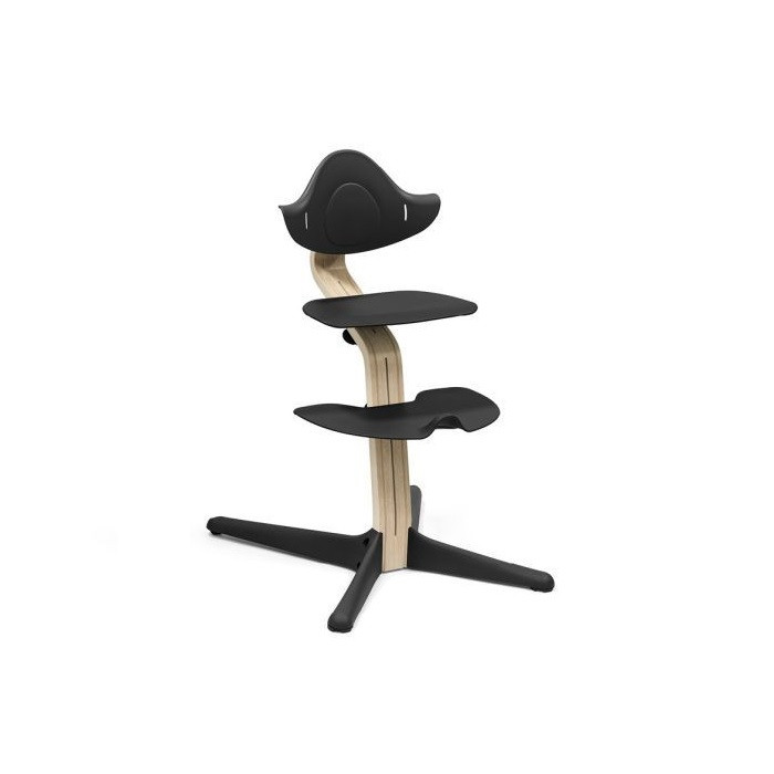 Stokke Nomi + Newborn Set - krzesełko + zestaw dla noworodka-Natural Black-Newborn Set Grey-Grey Pink