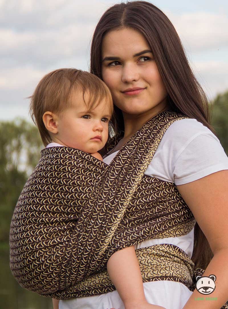 LITTLE HEARTS (gold) - 95% Bawełna, 5% Lurex, splot żakardowy