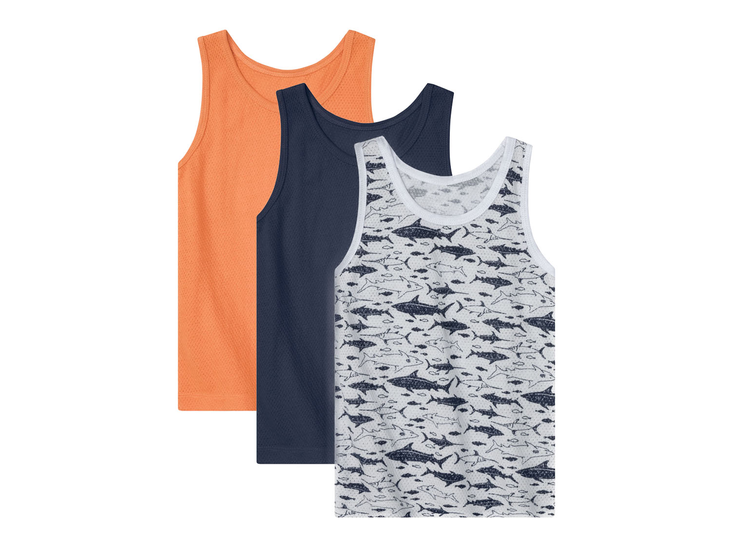 lupilu Podkoszulki chłopięce z biobawełny, 3 sztuki 110/116, Granatowy-pomarańczowy