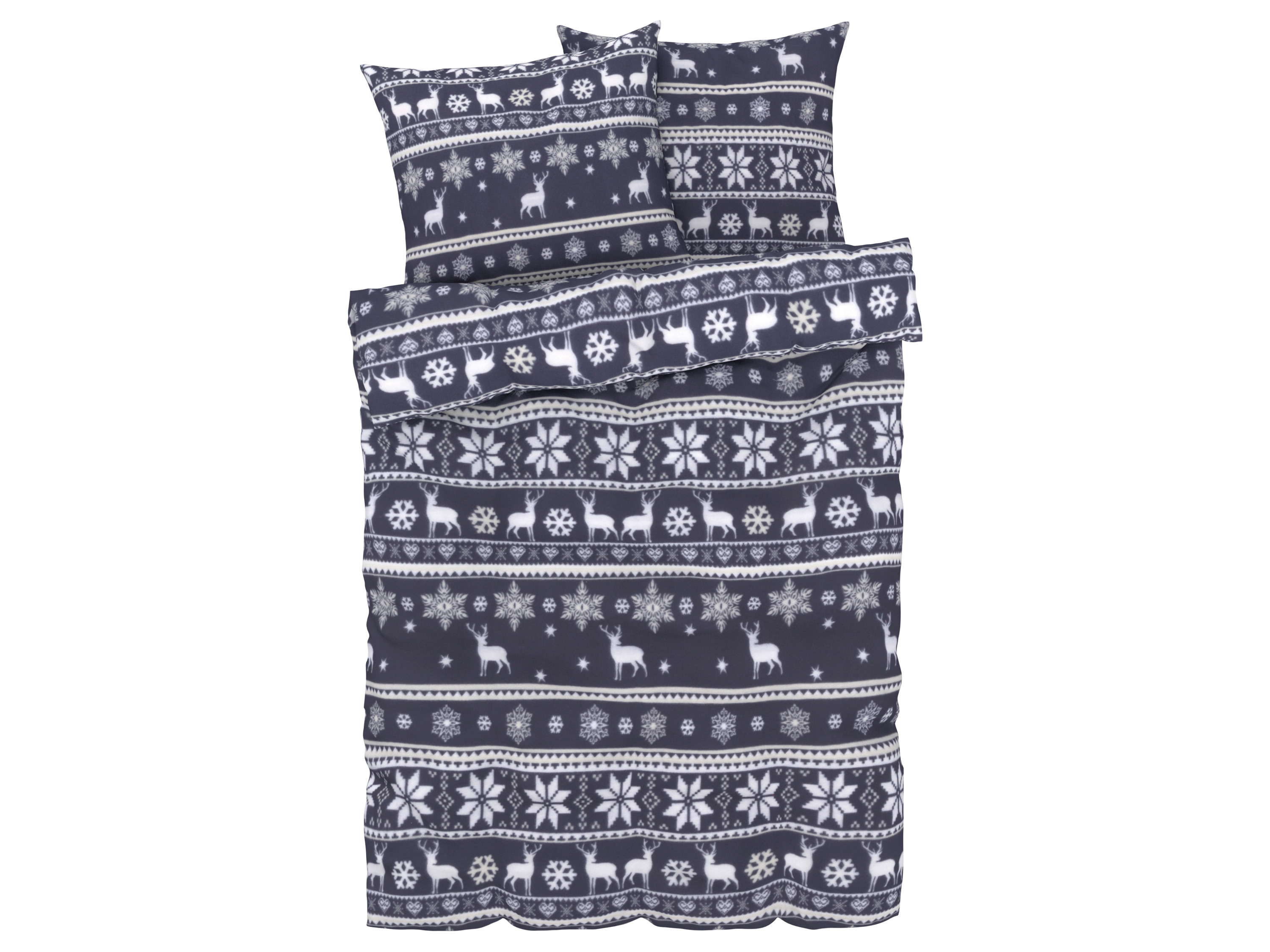 Livarno home Pościel z polaru, 220 x 200 cm Śnieżynki/ granatowy