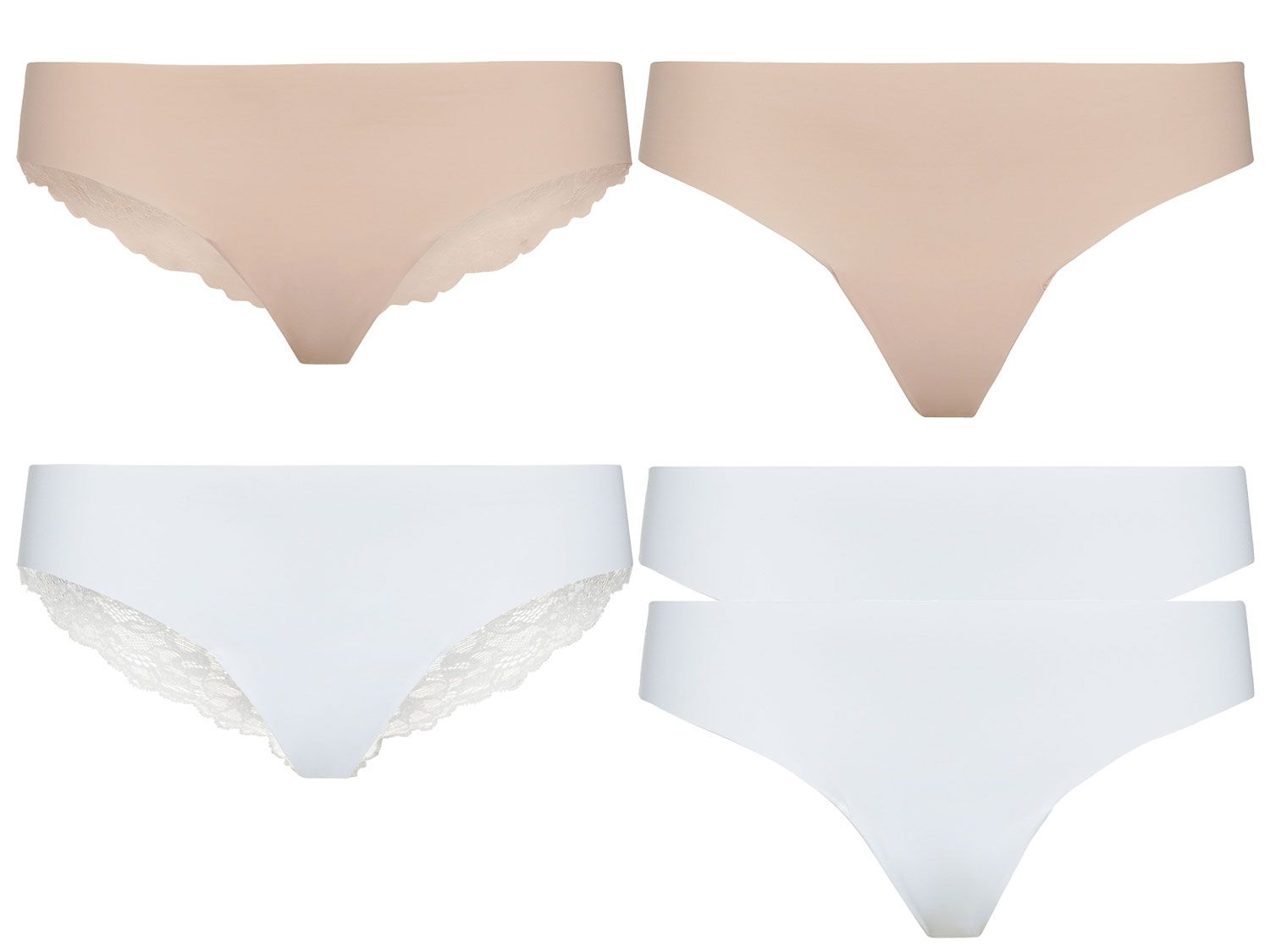 Esmara Lingerie Majtki damskie stringi, 5 par Cielisty/ biały, XL 48/50