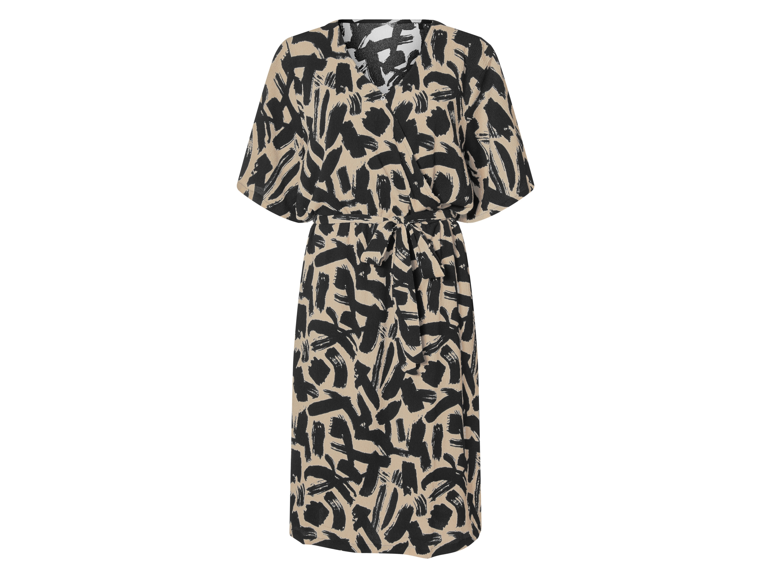 esmara Sukienka damska Plus Size XXL ze strukturą krepy beżowy/wzorzysty, 3XL 56/58