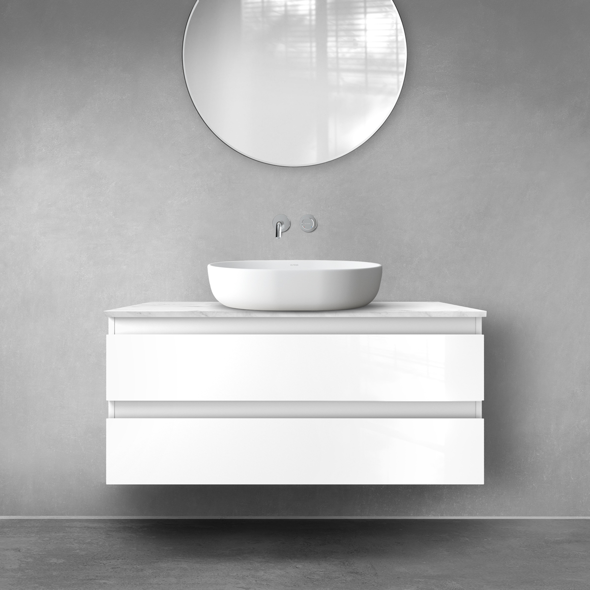 Darmowa Dostawa - Szafka z blatem 100x45.6x48.6 cm podumywalkowa wisząca biała Oltens Vernal 68724000