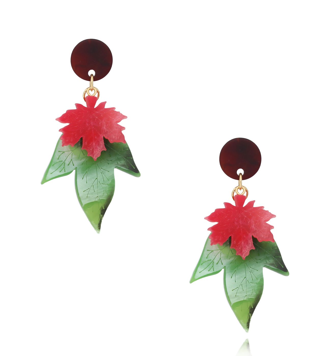 Kolczyki zielone liście Dayrta KZA0065