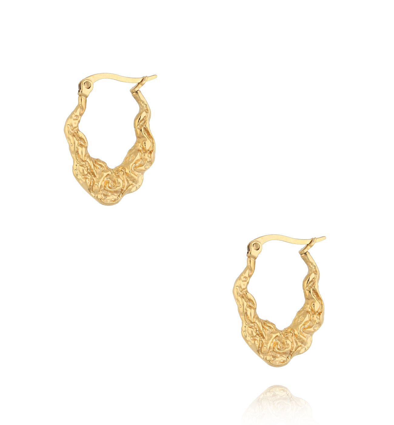 Kolczyki złote owalne gniecione Modern Metallics - By Dziubeka