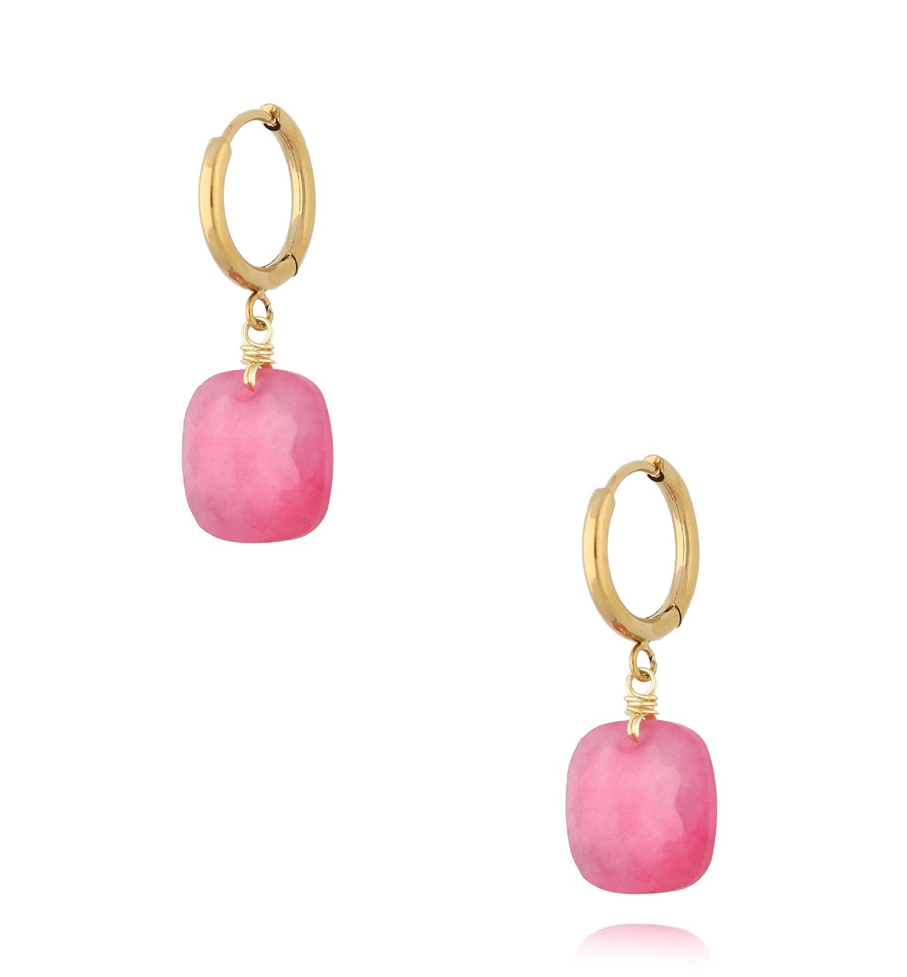 Kolczyki z jadeitami fuksjowymi Island Elegance KPA0247