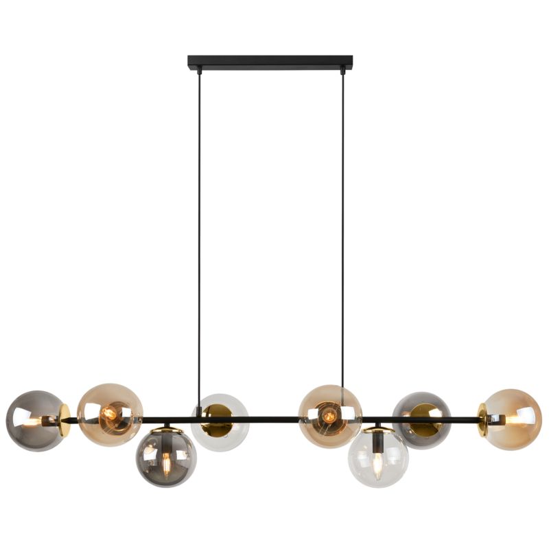 Lampa sufitowa wisząca Light Home LH Siena 8x E14 40W czarny/złoty klosz mieszany 1szt.