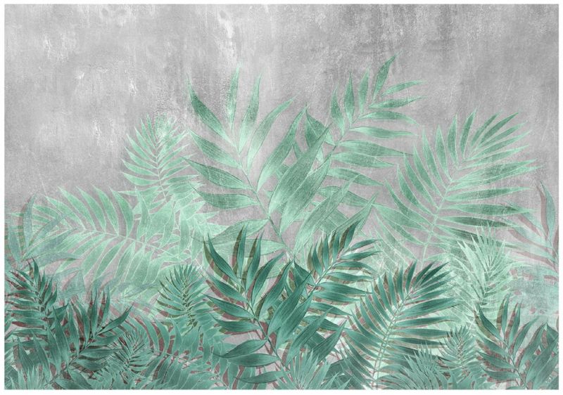 Fototapeta WALLARENA Do Sypialni Salonu Winylowa Liście Abstrakcja Beton Zielony 312x219 cm 16105WVZXXL 1 szt.