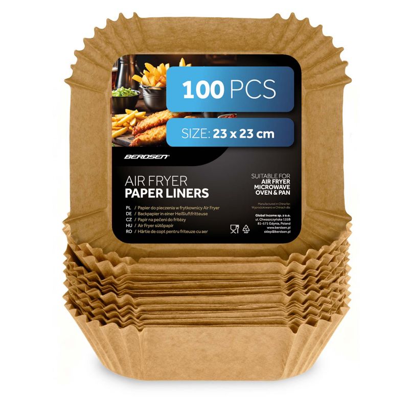 Papier do pieczenia Berdsen 23 cm wkładki do frytkownicy forma Airfryer 100 szt.