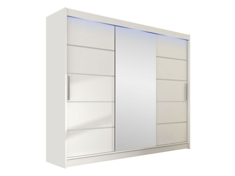 Szafa MIRJAN 24 z drzwiami przesuwnymi Aston VI z oświetleniem RGB biały/lustro 1 szt.