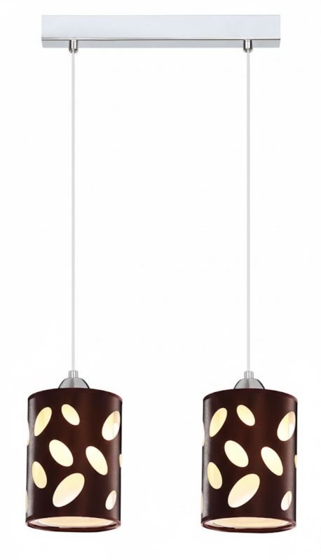 Lampa wisząca klosze z wyciętymi wzorami Italux Spots brąz 2xE14x40W IP20 wym:100x32x12cm - 1 szt.