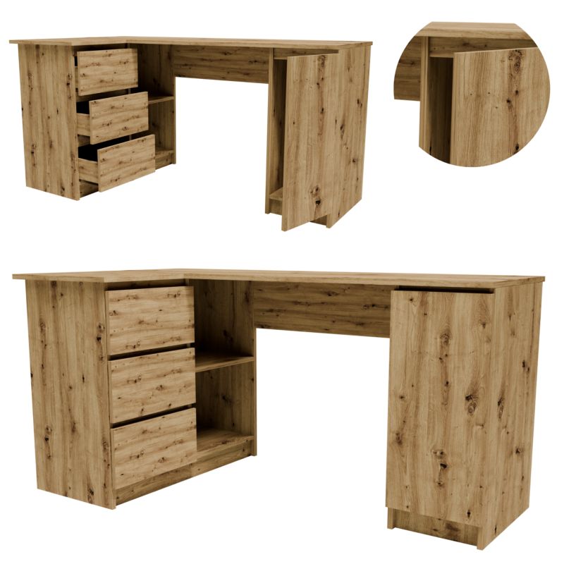 Biurko Matkam B2LEWART narożne lewe dąb artisan 1 szt.