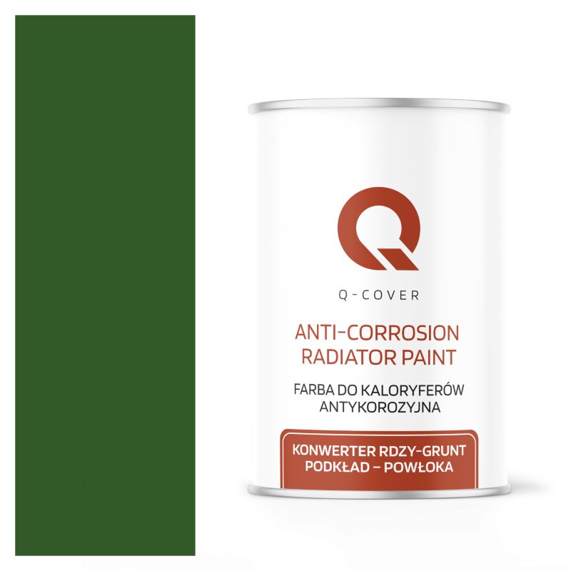 Farba do Kaloryferów Antykorozyjna Q-Cover Zielony liściasty RAL6002 Satyna 1L