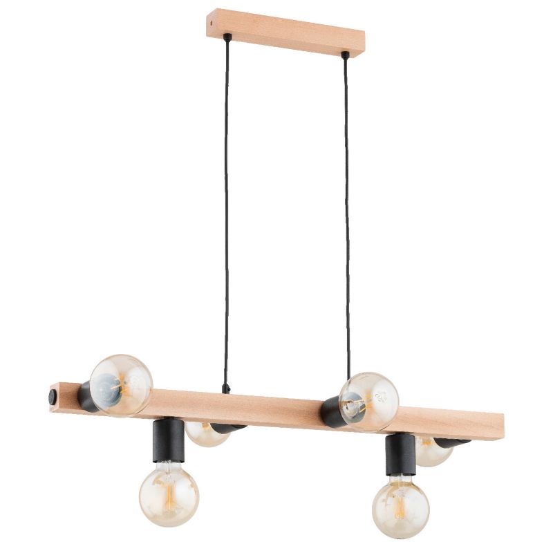 Lampa wisząca Alfa Impuls 2950 jasne drewno-czarna nad stół 6xE27 x 15W 1 szt.