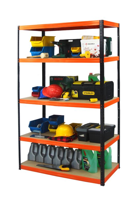 Regał metalowy MODO24 magazynowy czarno-pomarańczowy helios 213x180x35cm 5 półek po 175 kg 1 szt.