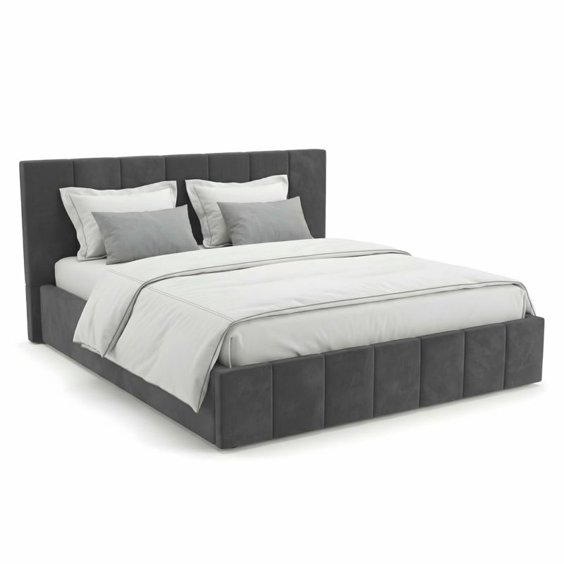 Łóżko Tapicerowane Premium Grafitowe 140x200x107 cm 1szt.