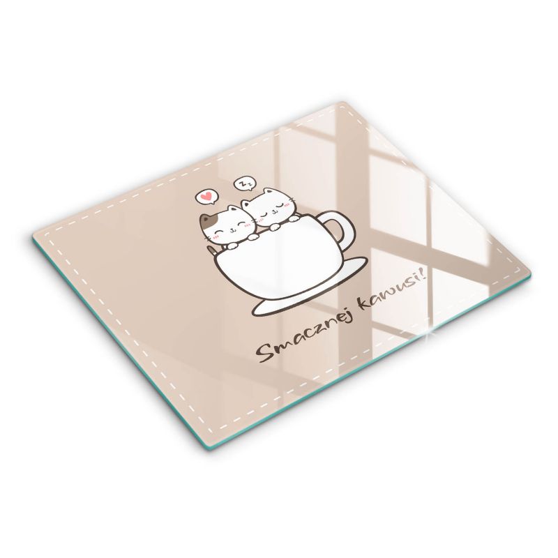 Szklana deska do krojenia Wallfluent 40x52 cm Motyw: Smacznej Kawusi 1 szt.