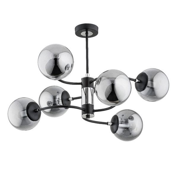 Lampa wisząca Alfa DEMA czarna-chromowana 6xE14x10W wym:43x62x62cm IP20 -1 szt.