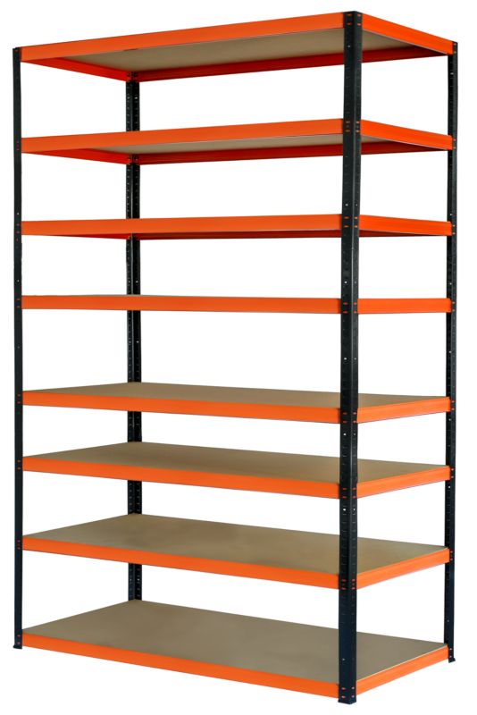 Regał metalowy MODO24 magazynowy czarno-pomarańczowy helios 270x180x30cm 8 półek po 175 kg 1 szt.