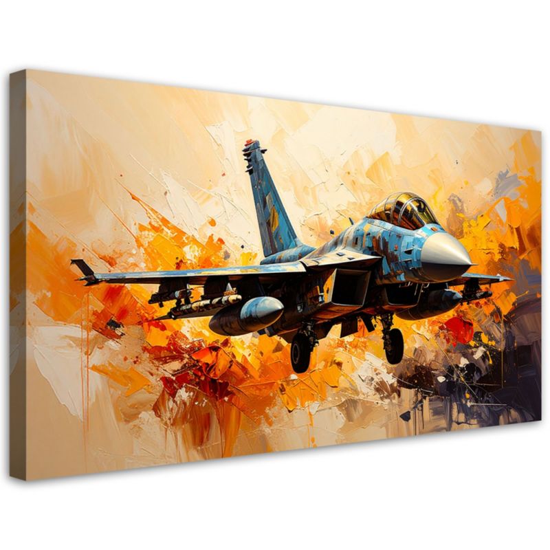 Obraz nowoczesny do biura Feeby Samolot F16 w locie 100x50cm 1szt