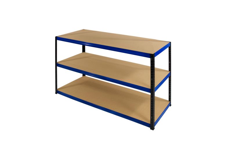 Regał metalowy MODO24 magazynowy warsztatowy czarno-niebieski helios 90x180x30cm 3 półki po 175 kg 1 szt.