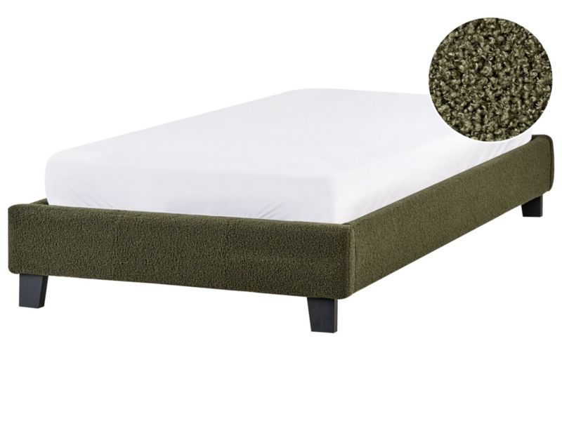Łóżko bez zagłówka Boucle Roanne 90 x 200 cm Ciemnozielony 1 szt.