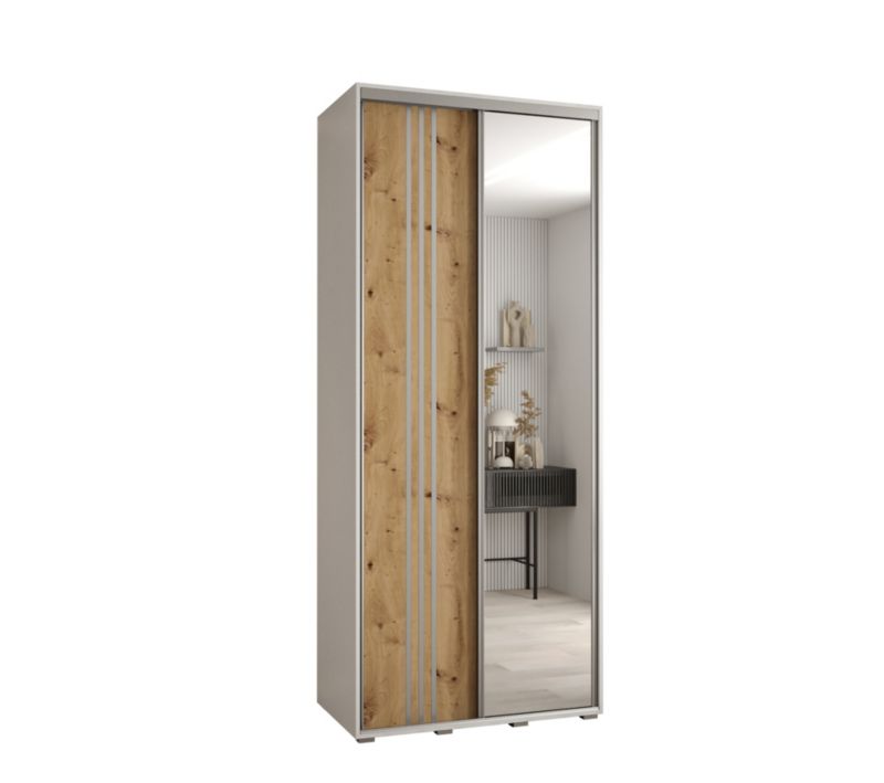 Szafa przesuwna Abiks DAVOS 7 wysoka szer.110cm gł.60cm biały/artisan/srebrny 1szt.