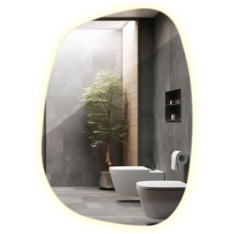 Ozdobne Lustro ArtPrintCave 91 x 66 cm Nieregularne Boho do Salonu Łazienki Neutralne światło 1 szt.