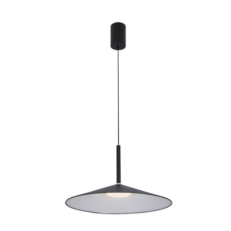 Lampa wisząca płaski stożek Italux Sardena czarna LED 9W 3000-4000-6000K 900lm IP20 - 1 szt.