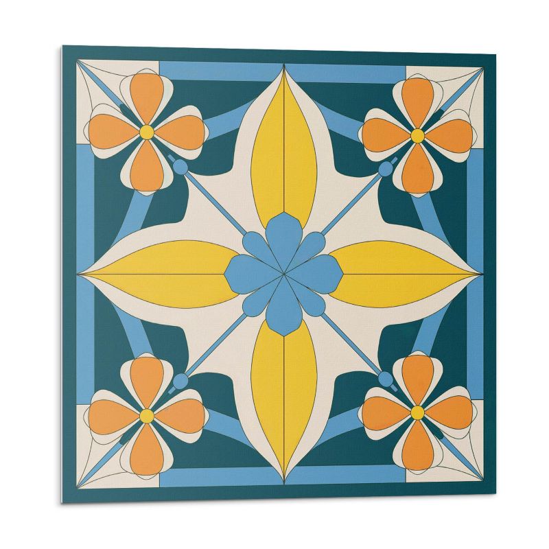 Kafelki samoprzylepne Wallfluent 50x50 cm Wzór geometryczny z kwiatami 4 szt.