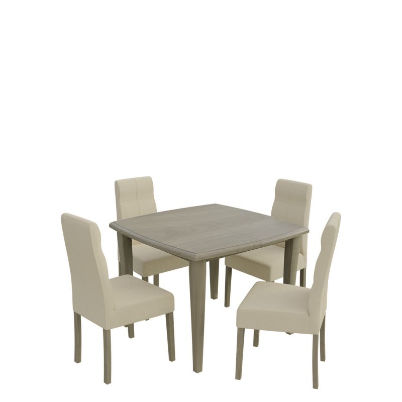 Zestaw RO34 MIRJAN 24 Stół rozkładany S30 100x100/250 + 4 krzesła K63 dąb sonoma + ekoskóra ecru 1 kpl.
