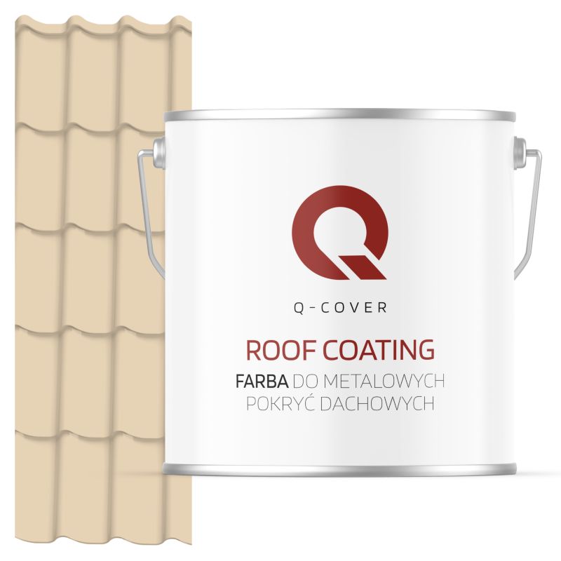 Farba do Metalowych Pokryć Dachowych Q-Cover Kremowo beżowy RAL1015 Wysoki Połysk 5L