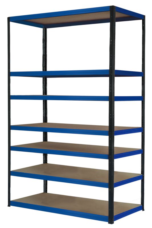 Regał metalowy MODO24 magazynowy czarno-niebieski helios 270x150x50cm 7 półek po 175 kg 1 szt.