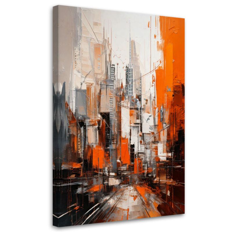 Obraz nowoczesny Feeby Miasto Abstrakcja Pomarańczowe 60x90cm 1szt