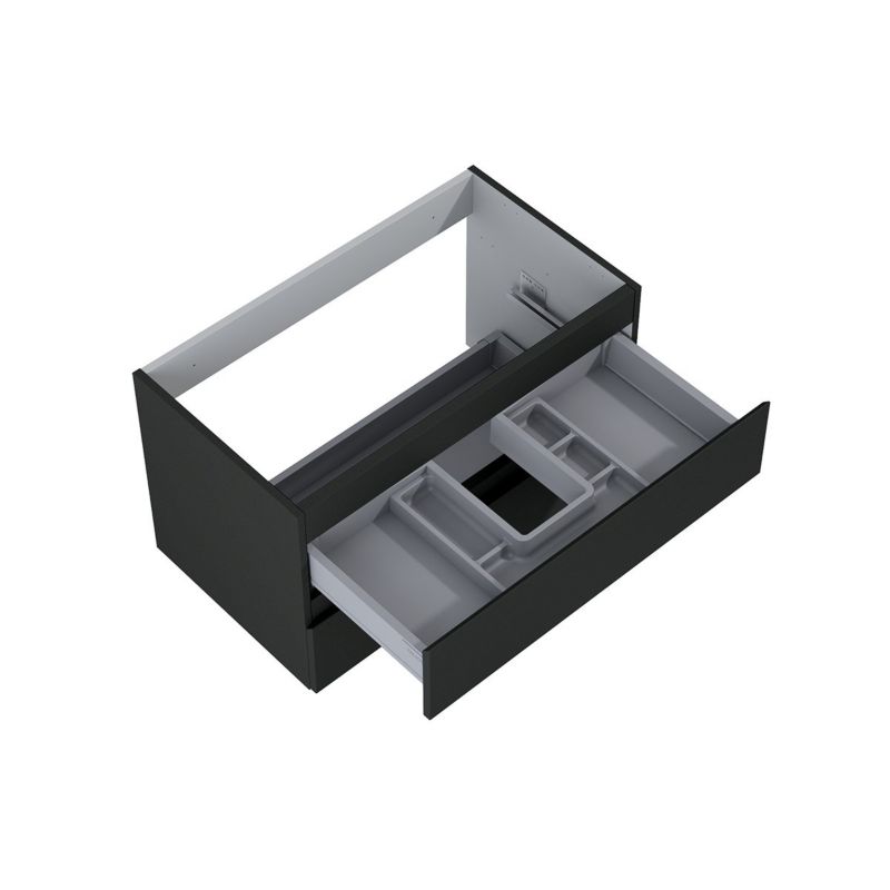 Szafka podumywalkowa Oltens Vernal 80 cm czarny mat wisząca, system QuietClose, 1 szt.