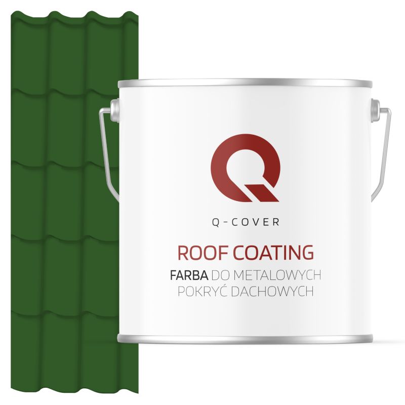 Farba do Metalowych Pokryć Dachowych Q-Cover Zielony liściasty RAL6002 Mat 5L