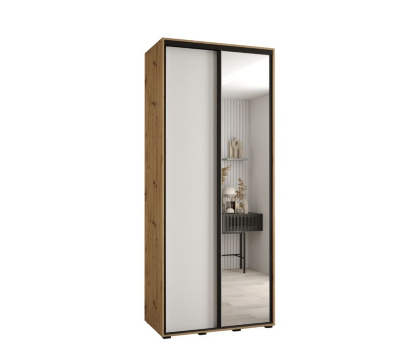 Szafa przesuwna Abiks DAVOS 3 wysoka szer.110cm gł.60cm artisan/biały/czarny 1szt.