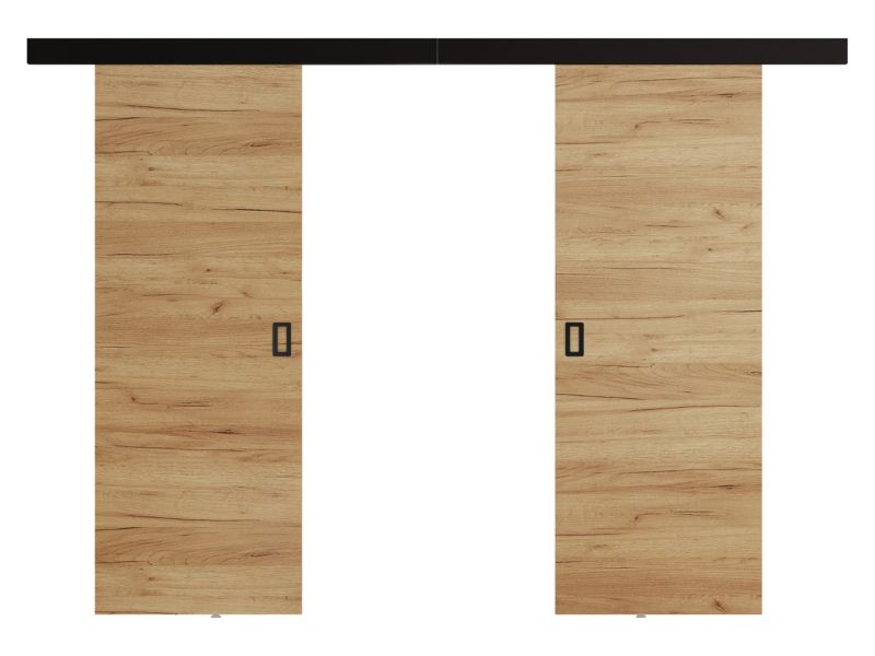 Drzwi przesuwne wewnętrzne MIRJAN 24 Werdi Duo 132 + samodomykacz dąb craft złoty 1 kpl.