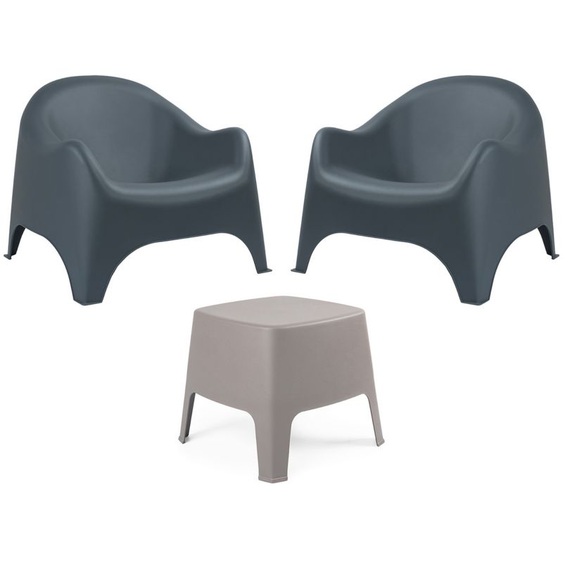 Zestaw mebli ogrodowych taras balkon 2 fotele Dumbo antracytowy + 1 stolik kawowy Milane beżowy 1 kpl